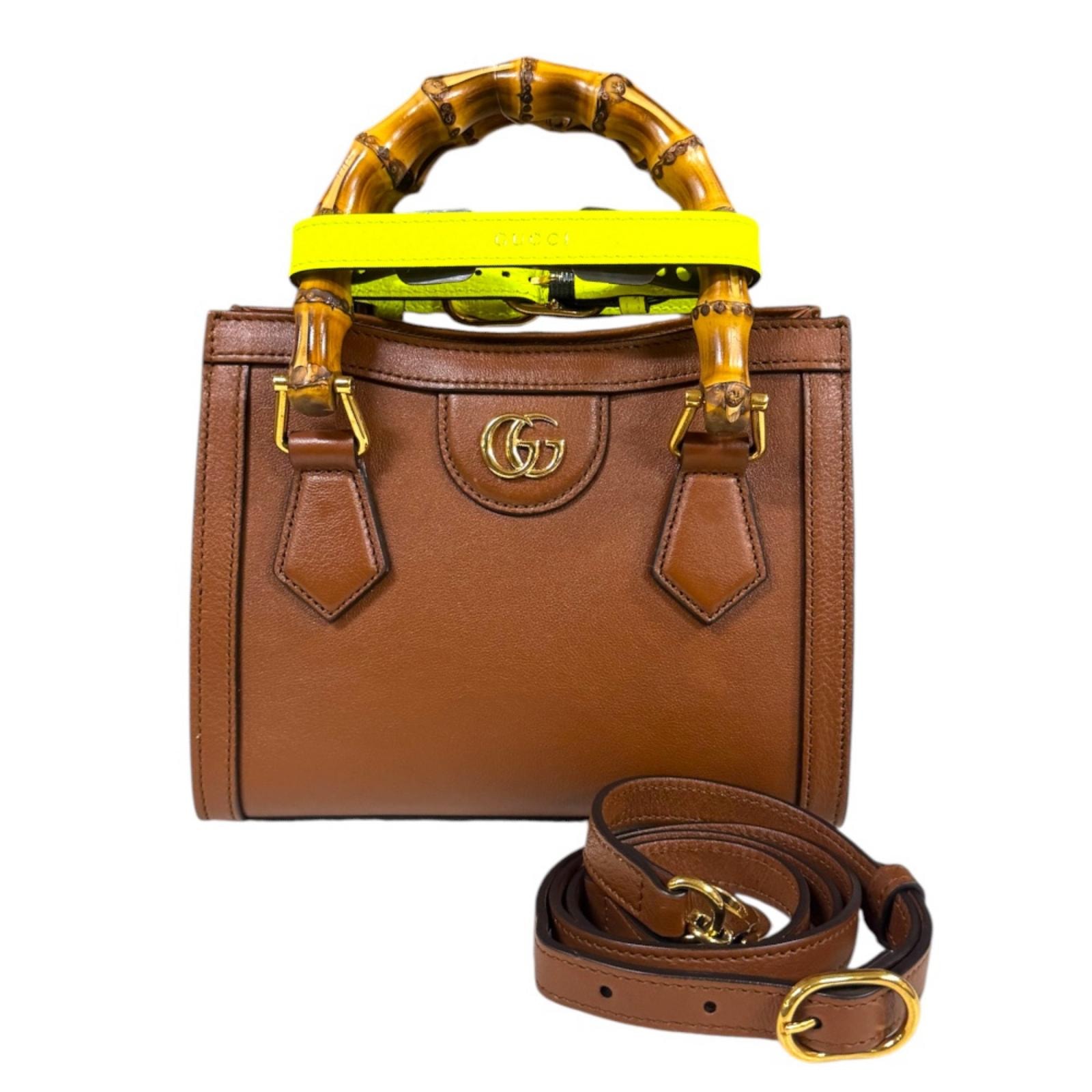 グッチ ダイアナ ミニトート バンブー ショルダーバッグ レザー 655661 ブラウン レディース GUCCI 中古