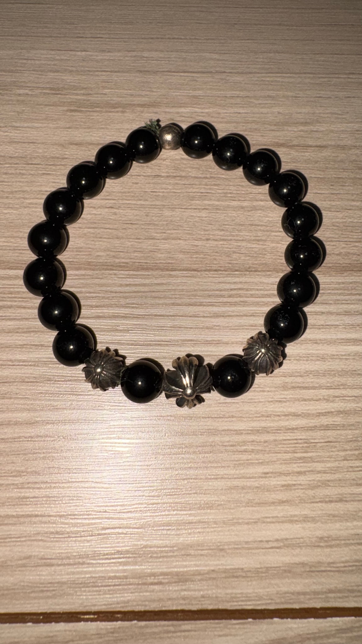 Chrome Hearts 8mm V13 Beads Bracelet "Black/Silver"