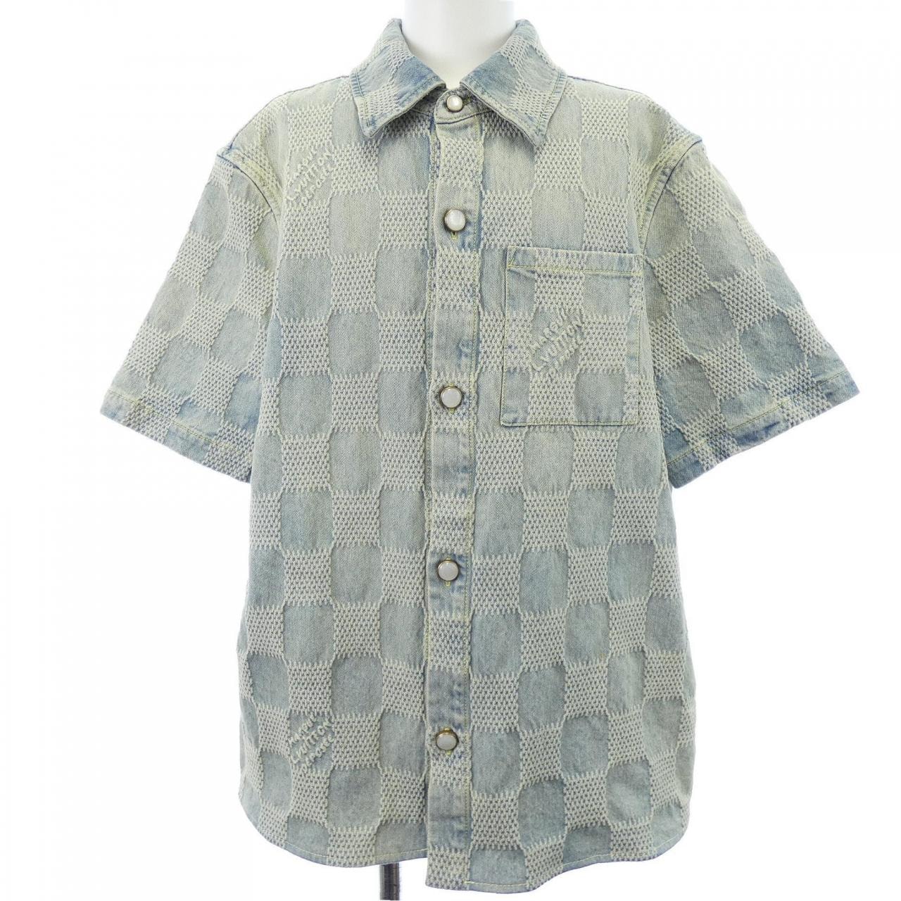 ルイヴィトン LOUIS VUITTON ダミエ3D ライトデニムショートスリーブシャツ HTS53WUYH S/Sシャツ