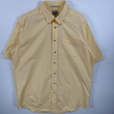 古着 エルエルビーン L.L.Bean 半袖シャツ ボタンダウンシャツ 胸ポケ カラーシャツ L-TALL イエロー 無地 メンズ
