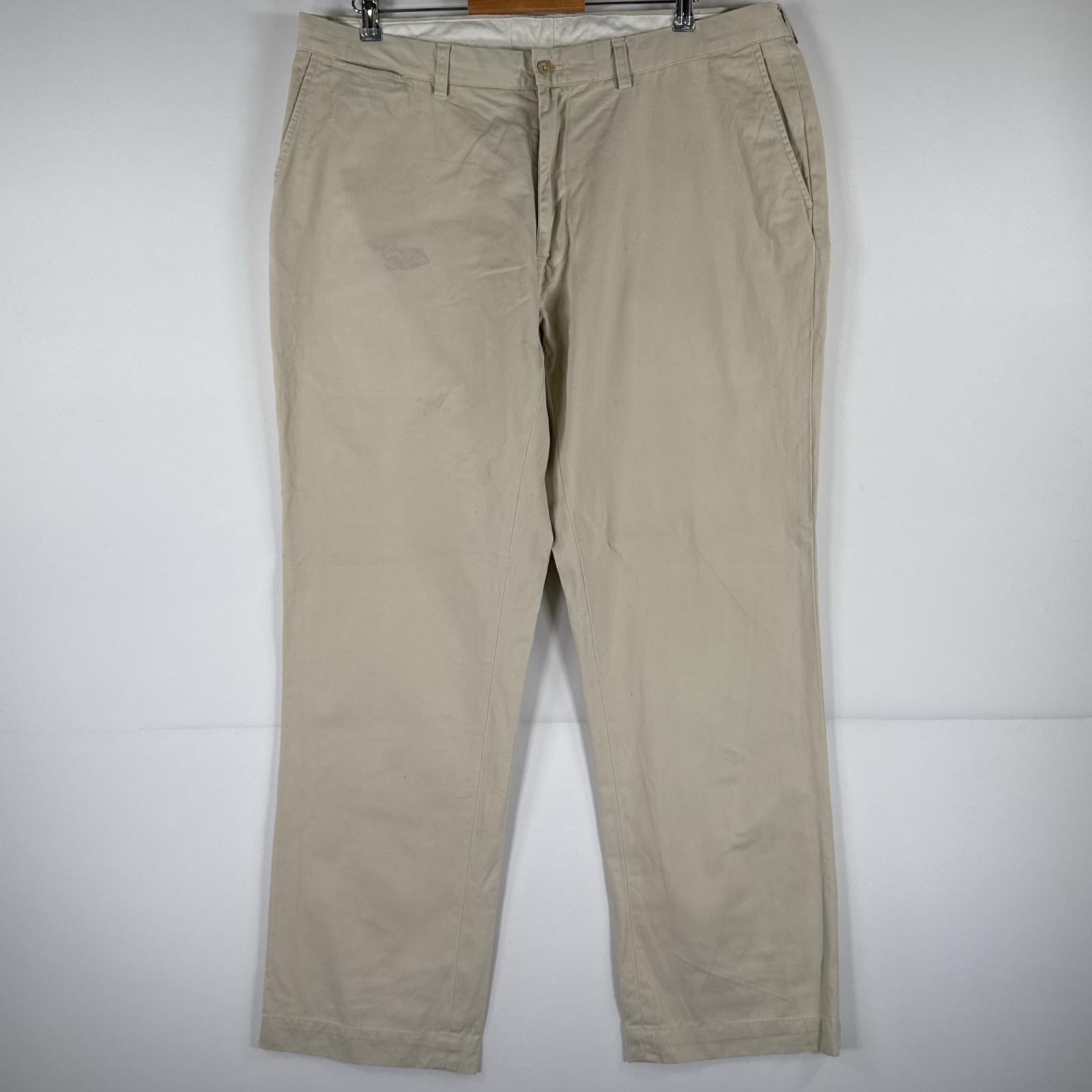 古着 ポロ・ラルフローレン POLO RALPH LAUREN チノパンツ ポロチノ ワンポイント スラックス 大きいサイズ w40 L32  ベージュ メンズ