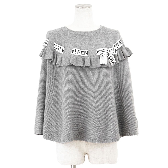 【美品】 フェンディ ケープ カシミヤブレンド ニット レディース グレー 3 FENDI
