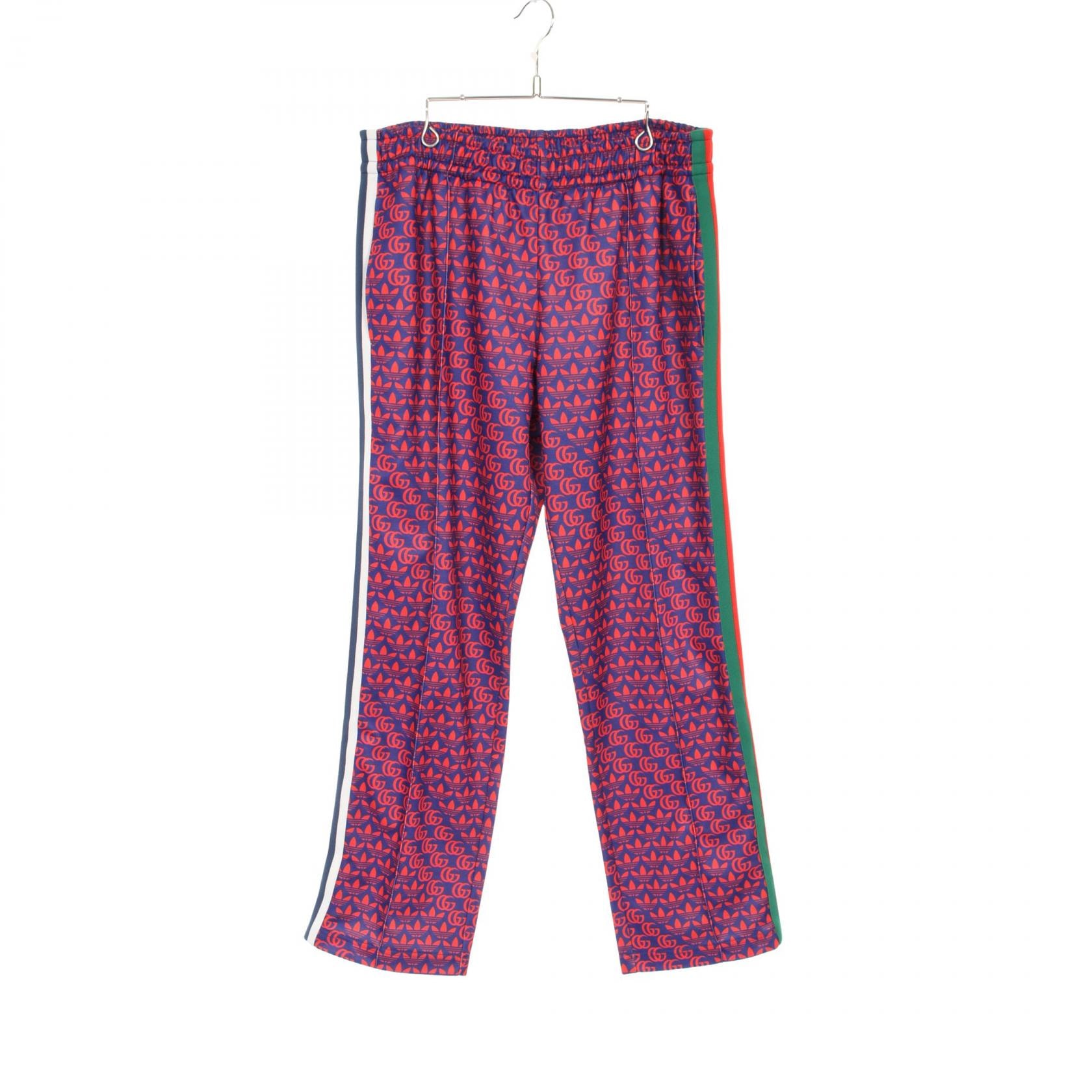 グッチ GUCCI GUCCI × adidas GG パンツ 衣料品 ボトムス コットン ポリエステル メンズ ネイビー系 / レッド系 / グリーン系 【中古】