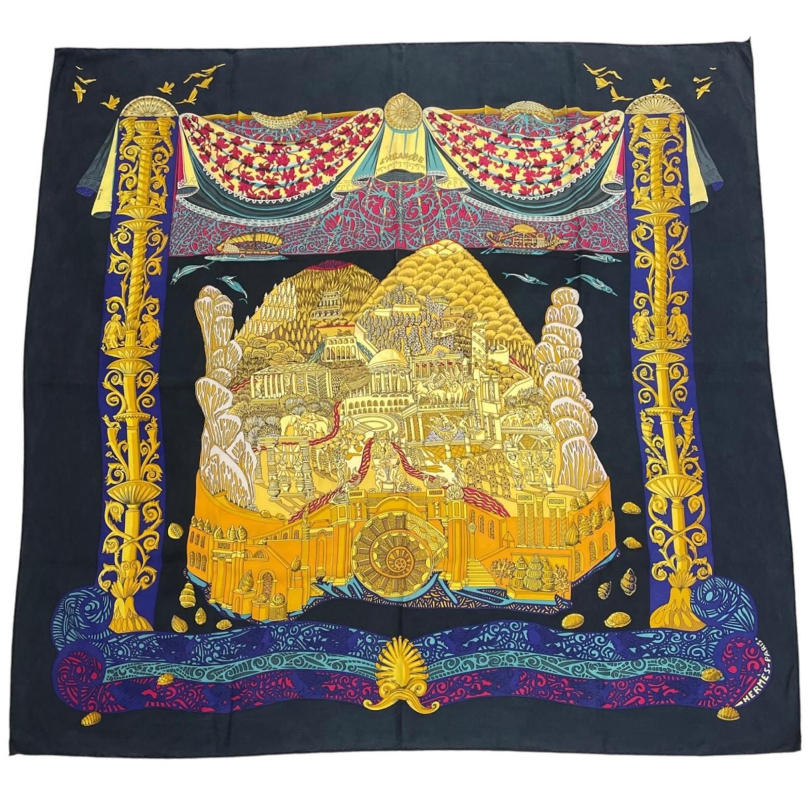 HERMES エルメス アトランティス大陸(L'ATLANTIDE) スカーフ シルク マルチカラー レディース カレ90【中古】