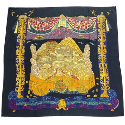 HERMES エルメス アトランティス大陸(L'ATLANTIDE) スカーフ シルク マルチカラー レディース カレ90【中古】