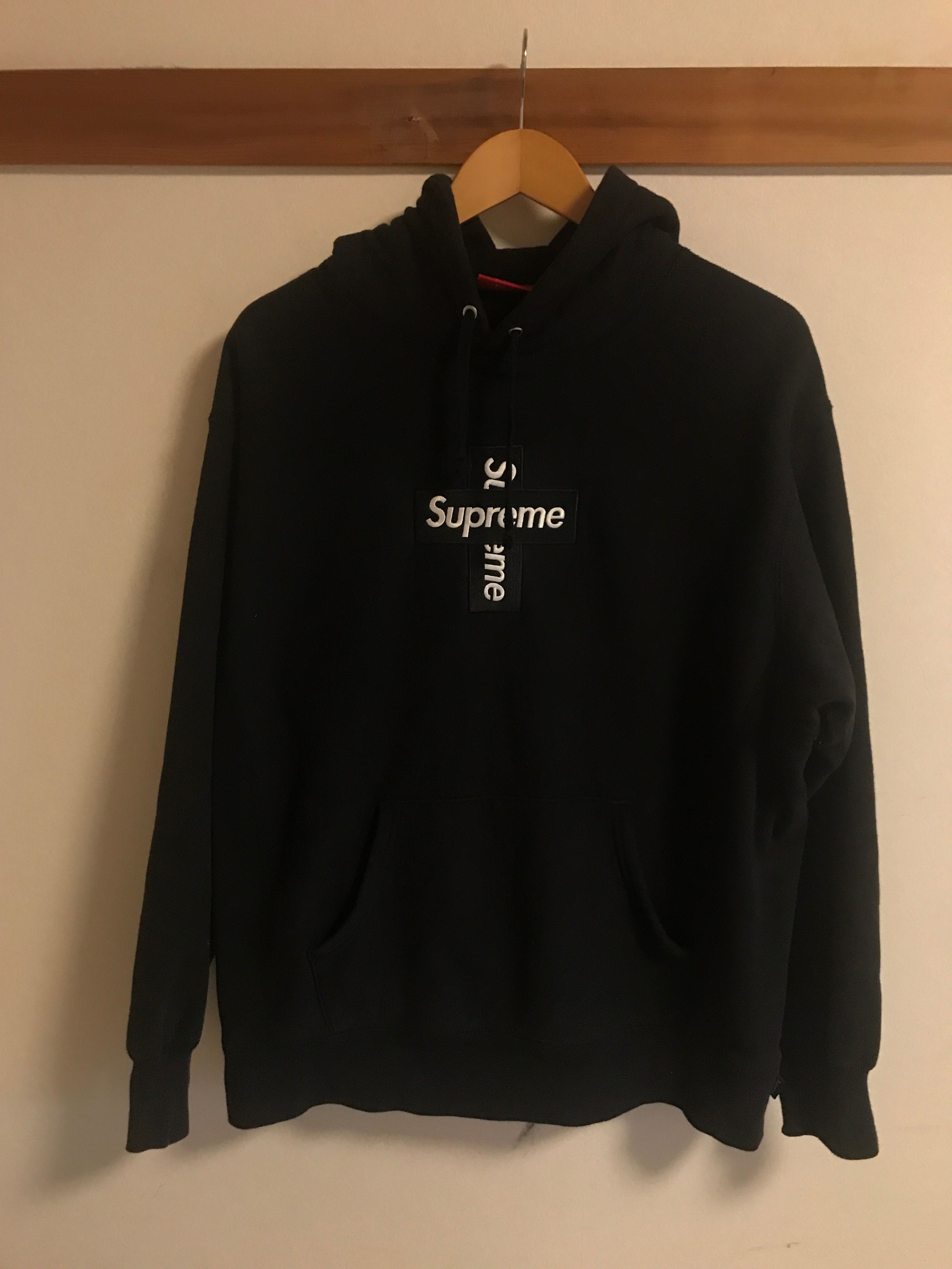 Supreme Cross Box Logo Hooded Sweatshirt "Black"