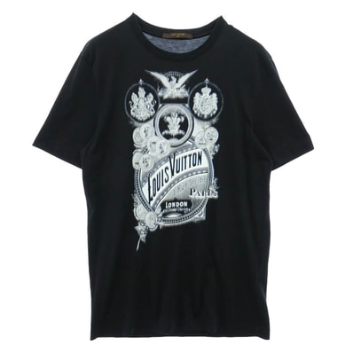 LOUIS VUITTON ルイ・ヴィトン 13AW H4JR02JEZ イタリア製 フロントプリント 半袖 Tシャツ ブラック系 S【美品】【中古】