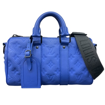 LOUIS VUITTON 美品 ルイヴィトン キーポル バンドリエール25 モノグラムトリヨン 2way ハンドバッグ ショルダーバッグ M23129 レザー ブルー ミニボストン LV ABランク 中古 鑑定済 ヴィトンバッグ