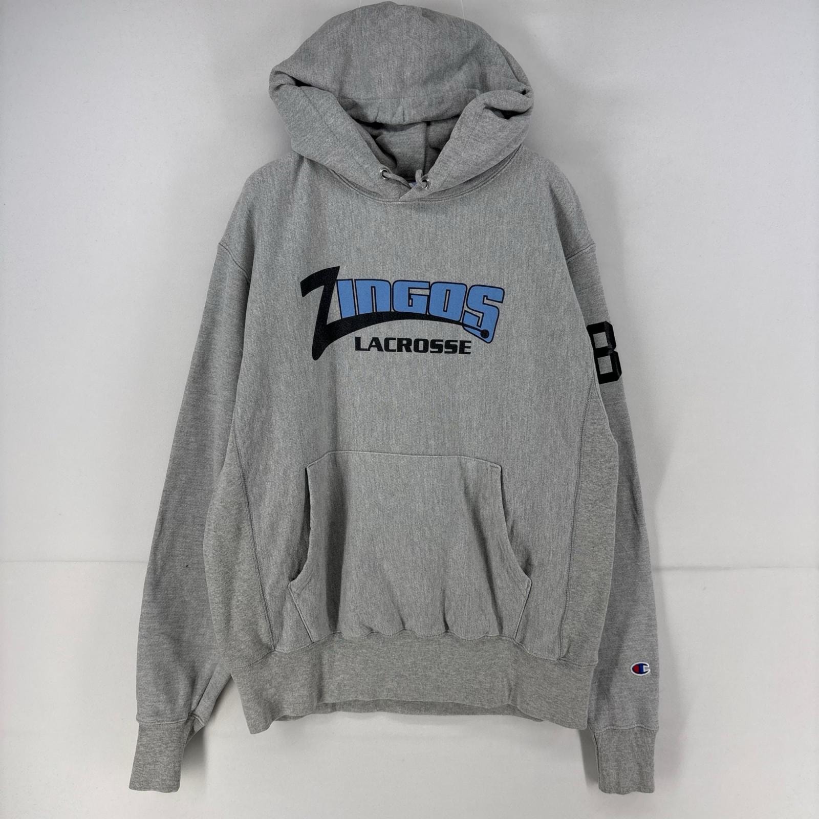 古着 チャンピオン Champion パーカー スウェット リバースウィーブ プルオーバー プリント M グレー プリント メンズ