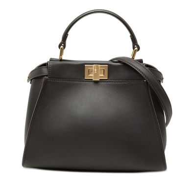 フェンディ ピーカブー ミニ ハンドバッグ ショルダーバッグ 2WAY 8BN244 ダークブラウン レザー レディース FENDI 【中古】