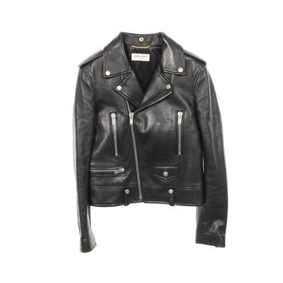 サンローランパリ SAINT LAURENT PARIS CLASSIC MOTORCYCLE JACKET ライダースジャケット 衣料品 アウター レザー レディース ブラック系 【中古】
