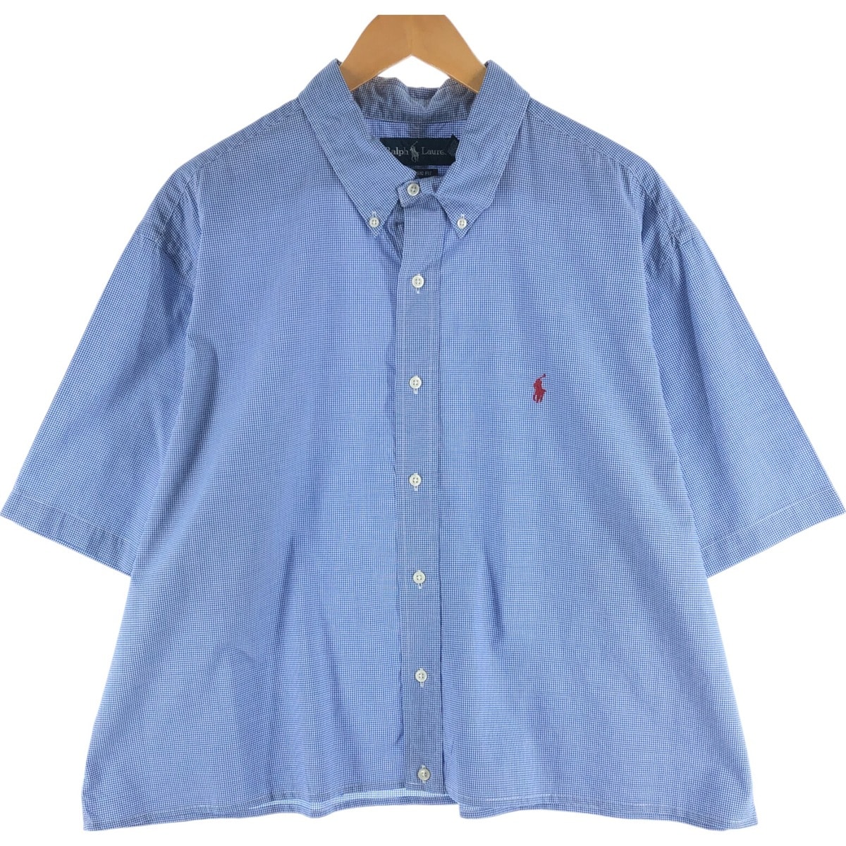 古着 ラルフローレン Ralph Lauren CLASSIC FIT クラシックフィット ギンガムチェック 半袖 ボタンダウン チェックシャツ ボックスシャツ メンズXXL相当/eaa539196