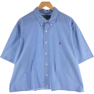 古着 ラルフローレン Ralph Lauren CLASSIC FIT クラシックフィット ギンガムチェック 半袖 ボタンダウン チェックシャツ ボックスシャツ メンズXXL相当/eaa539196