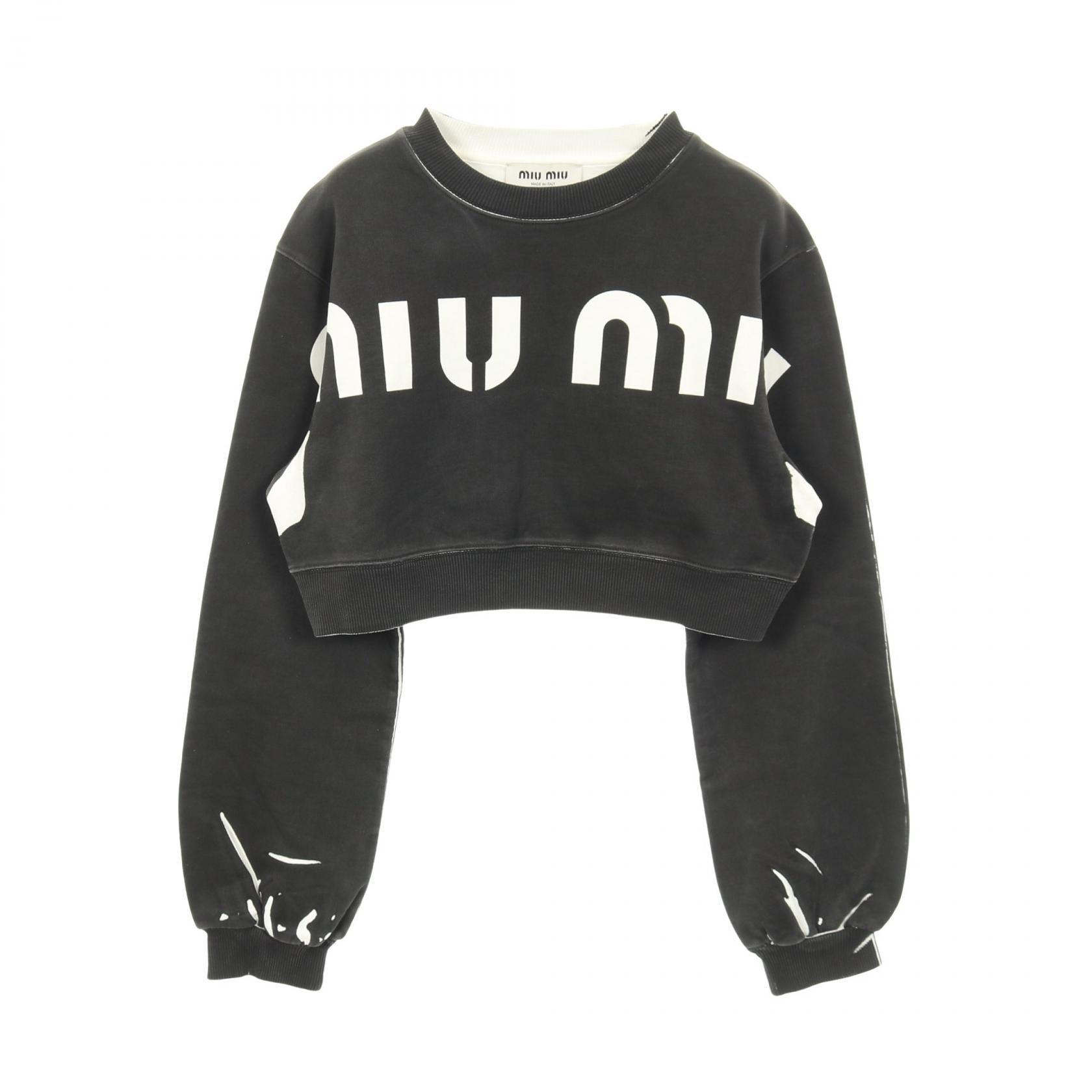 ミュウ ミュウ Miu Miu スウェット 衣料品 トップス コットン レディース グレー系 / ホワイト系 【中古】