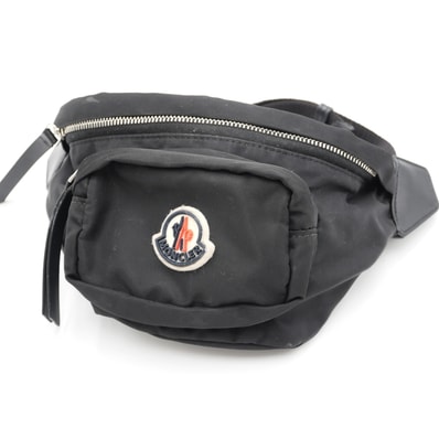MONCLER(モンクレール)FELICIE フェリシー ベルトバッグ ボディバッグ ウエストバッグ ブラック ナイロン ロゴワッペン シルバー金具 メンズ レディース【中古】