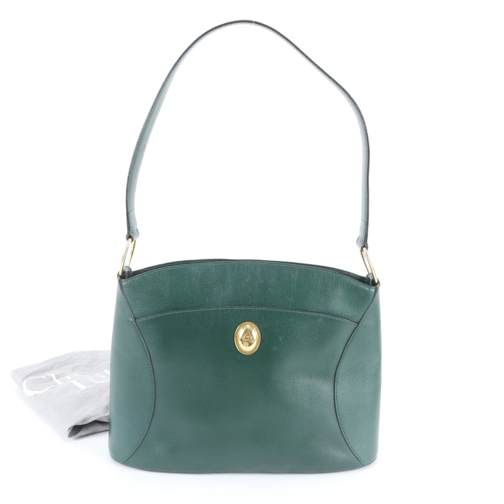 クリスチャンディオール グリーンショルダーバッグ レザー