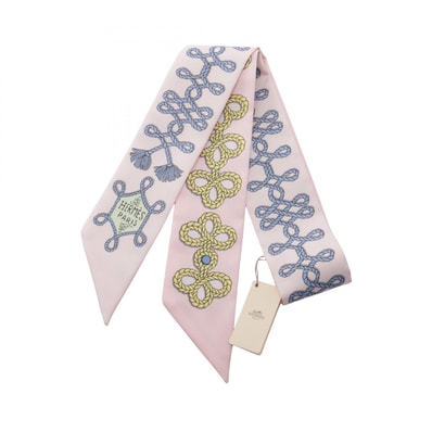 エルメス HERMES ツイリー Galons et Brandebourgs スカーフ 衣料品 シルク シルク レディース ピンク系 / イエロー系 / ブルー系 【中古】