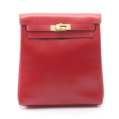 エルメス HERMES ケリーアドPM リュックサック バックパック バッグ カーフ(牛革) ボックスカーフ ルージュヴィフ □C刻印(1999年製造) レディース レッド系 【中古】