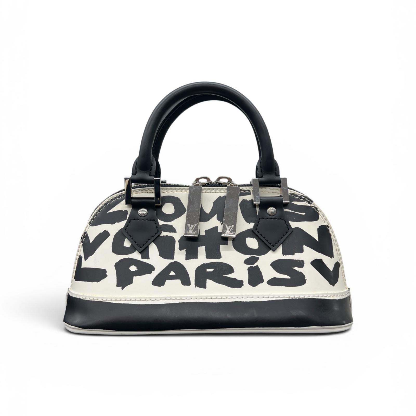 LOUIS VUITTON 希少 美品 ルイヴィトン グラフィティ アルマPM ハンドバッグ M92177 レザー BA0041 ブラック ホワイト ミニバッグ Y2K LV ヴィトン ABランク 中古 鑑定済