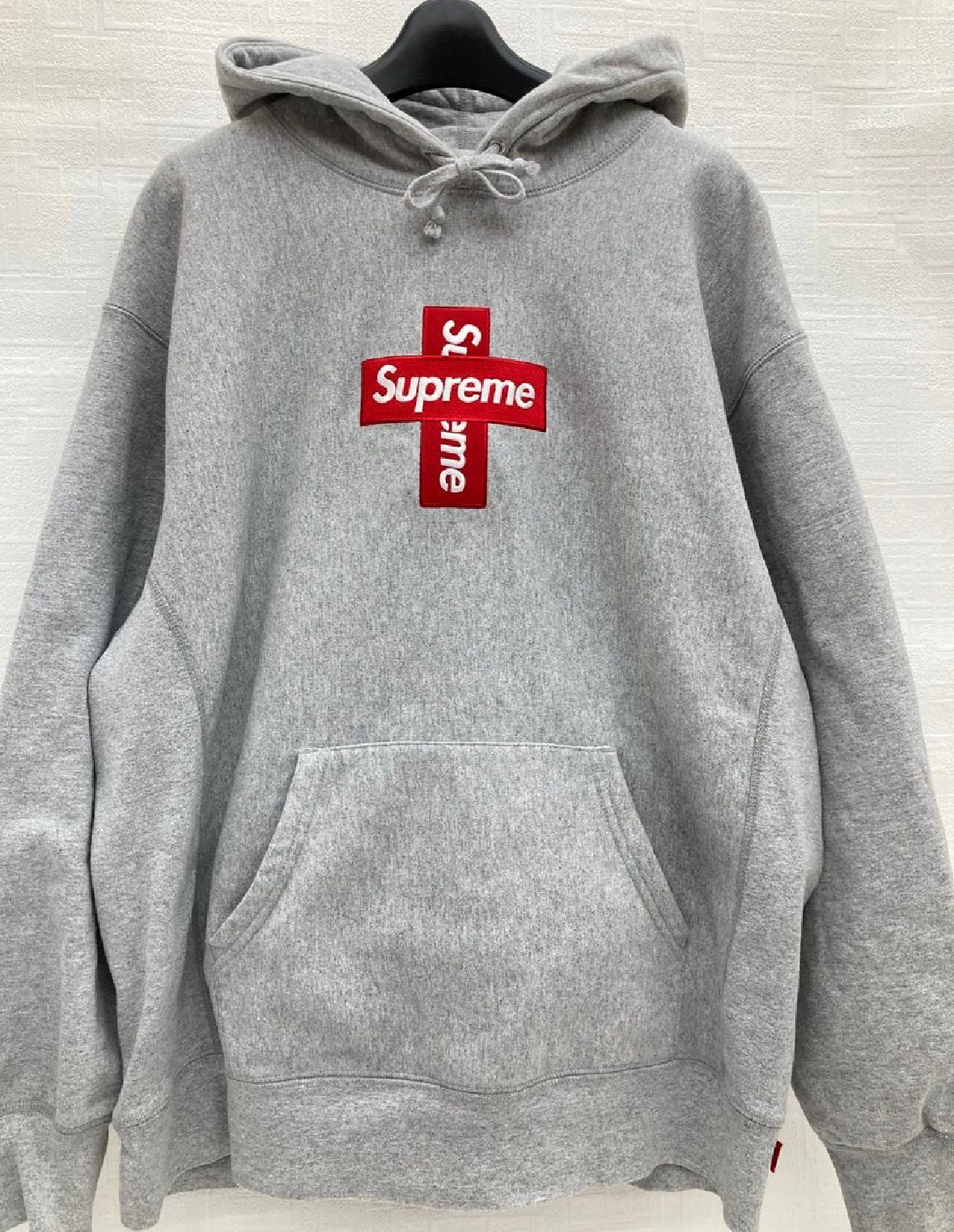 Supreme Cross Box Logo Hooded Sweatshirt "Grey"
