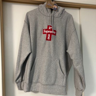 Supreme Cross Box Logo Hooded Sweatshirt "Grey"