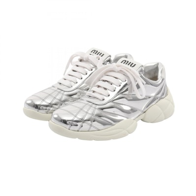 ミュウ ミュウ Miu Miu メタリック スニーカー 靴 ファブリック レディース シルバー系 【中古】