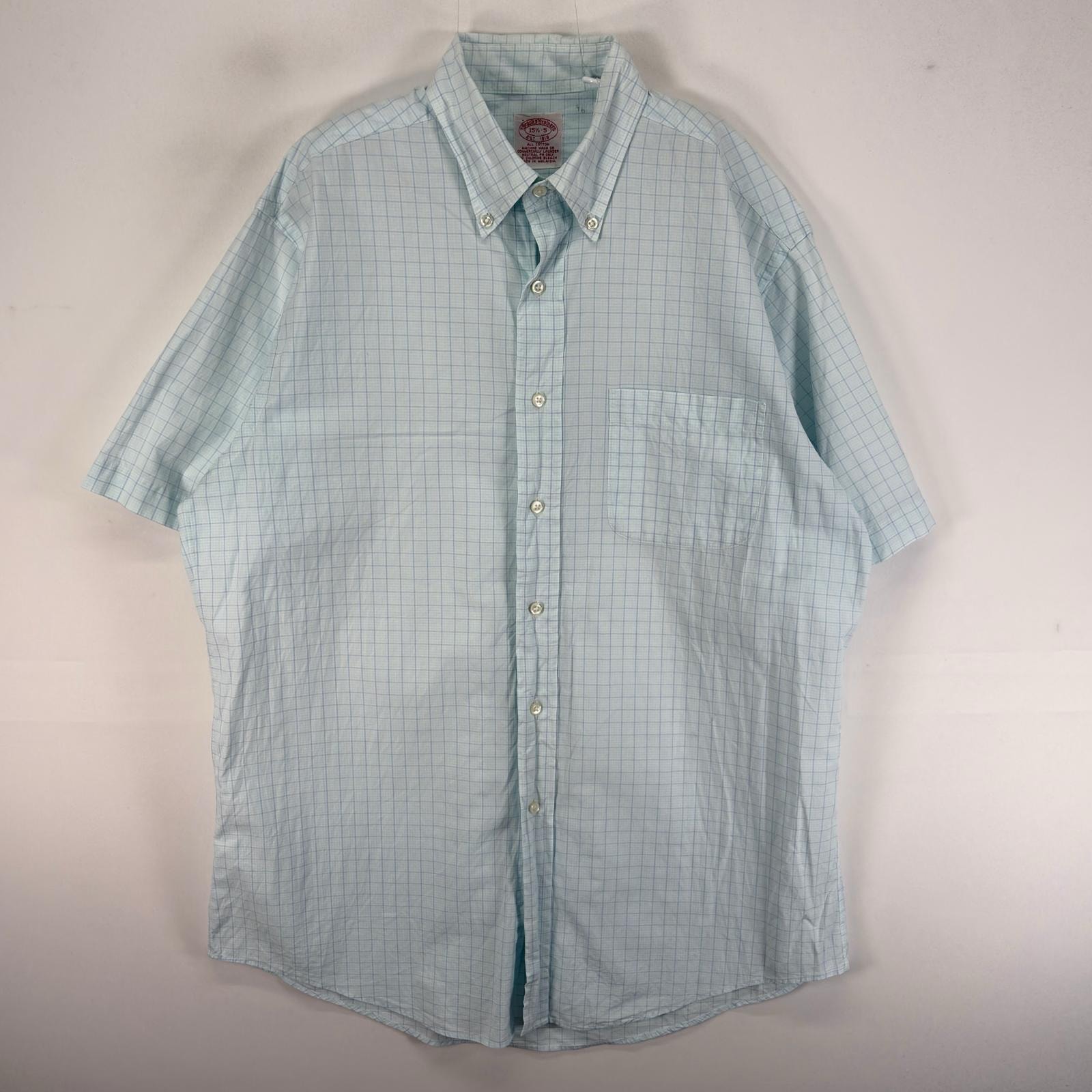 古着 ブルックスブラザーズ Brooks Brothers 半袖シャツ ボタンダウン M ブルー系 チェック メンズ