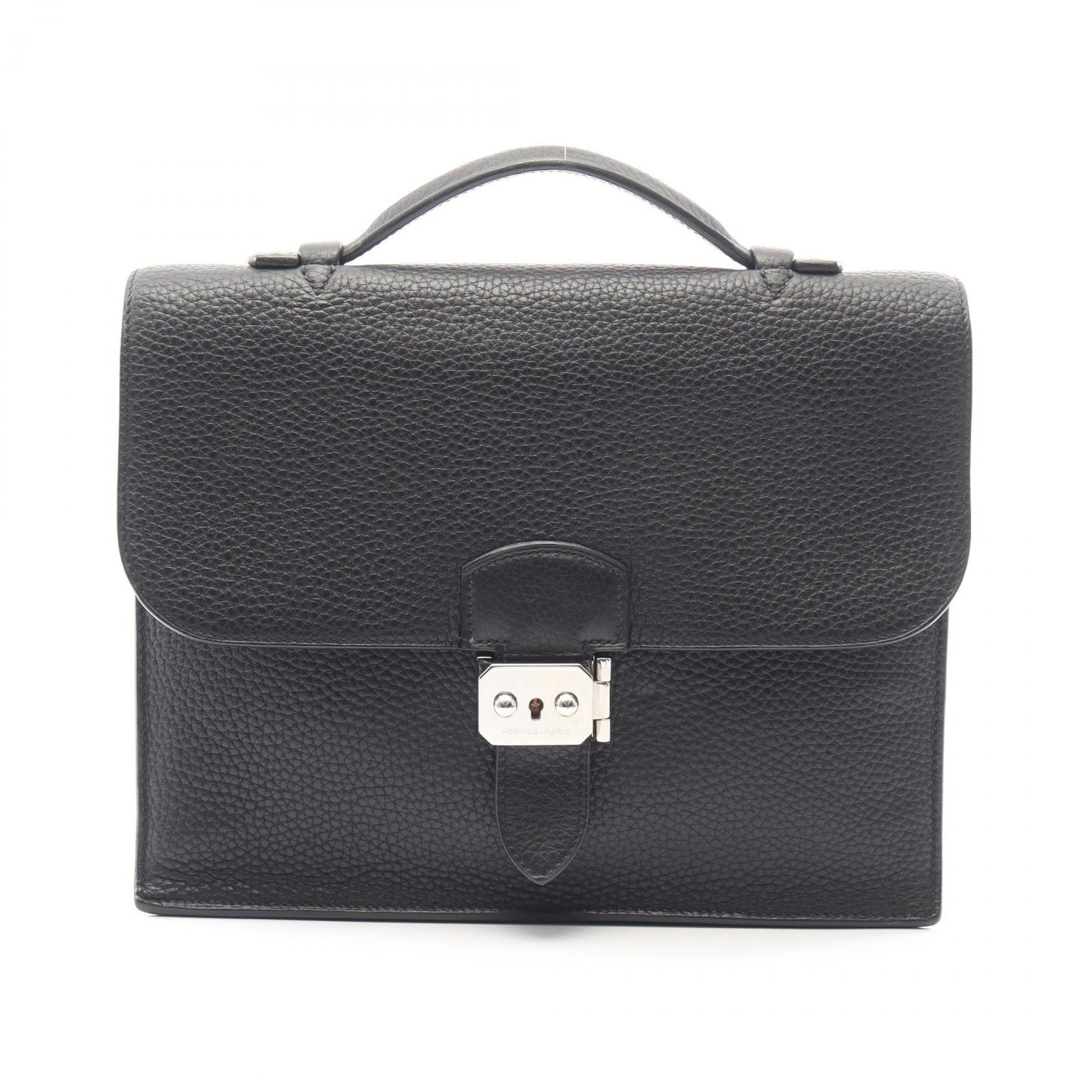 エルメス HERMES サックアデペッシュ27 ビジネスバッグ バッグ レザー トリヨンクレマンス トリヨンクレマンス □N刻印(2010年製造) メンズ ブラック系 043856CK 【中古】