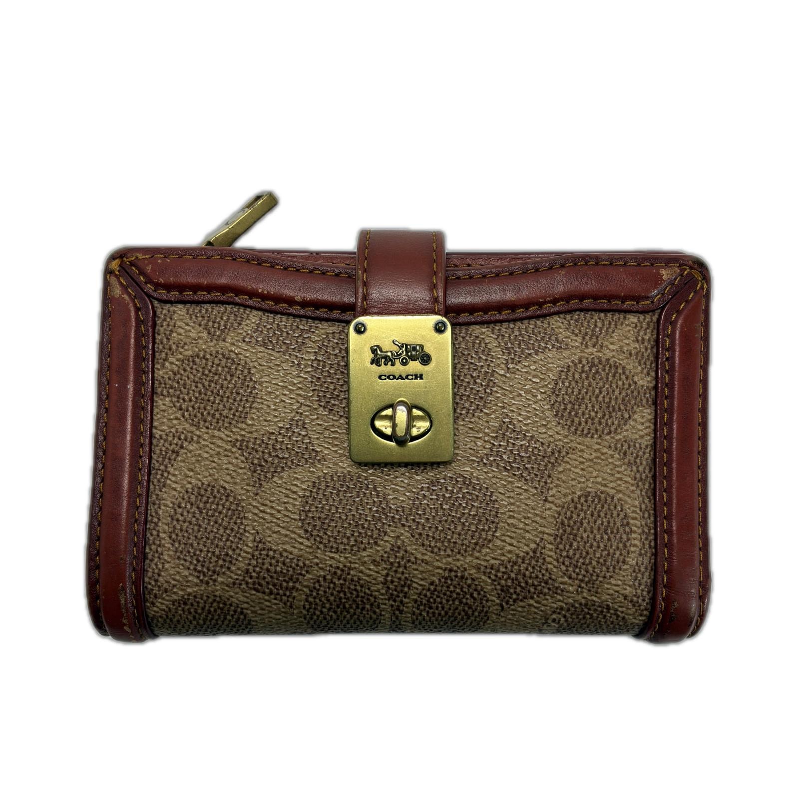 COACH コーチ 2つ折り財布 5287 ブラウン×ワインレッド レディース