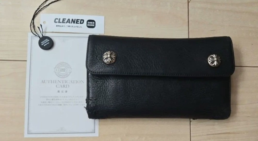 Chrome Hearts Wave Cross Ball Button Leather Wallet "Black/Silver"