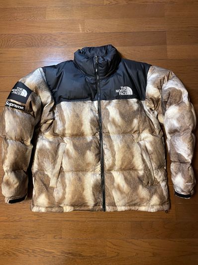 Supreme x The North Face Fur Print Nuptse Jacket "Brown"