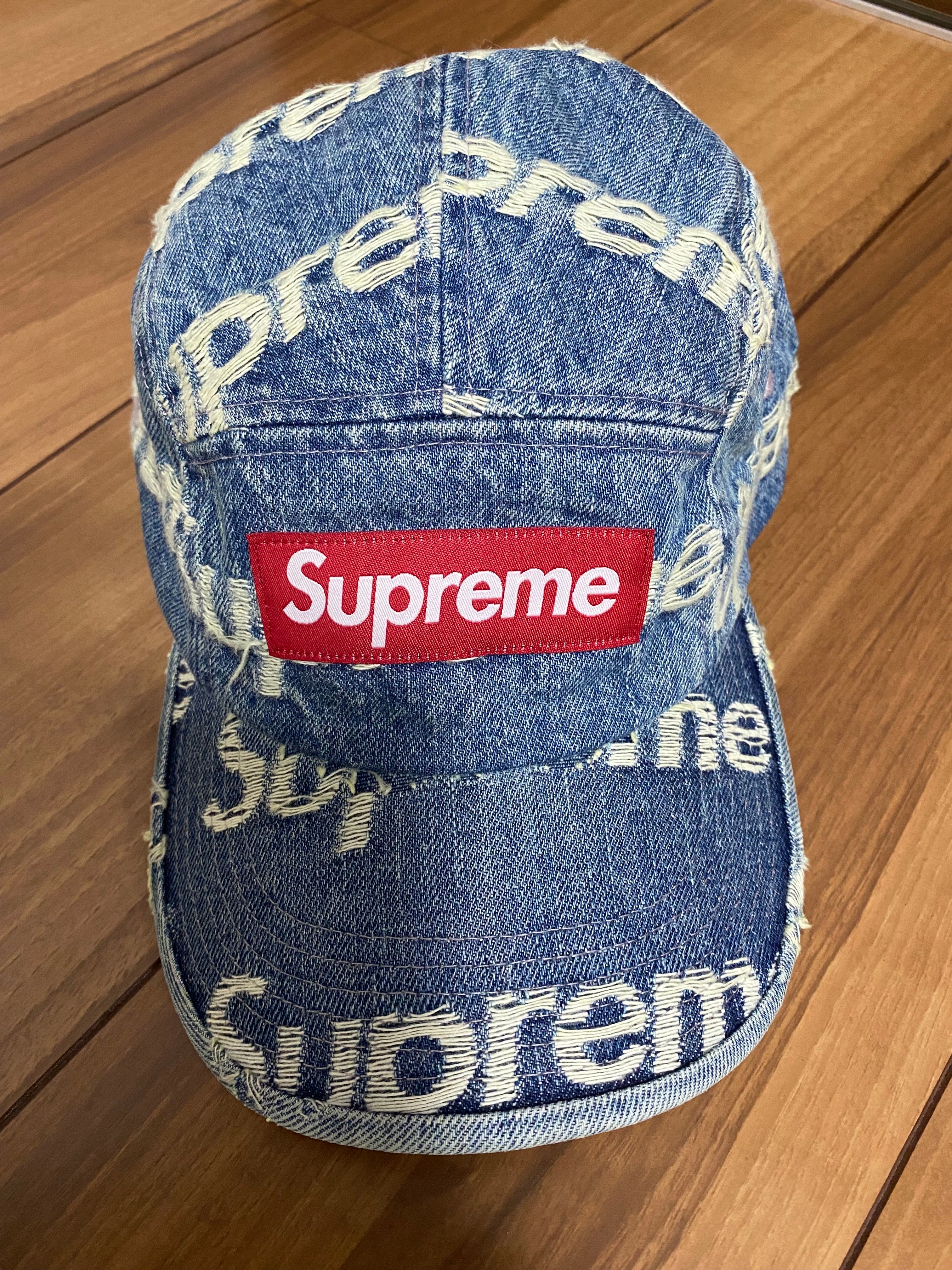 Supreme Frayed Logos Denim Camp Cap "Blue"