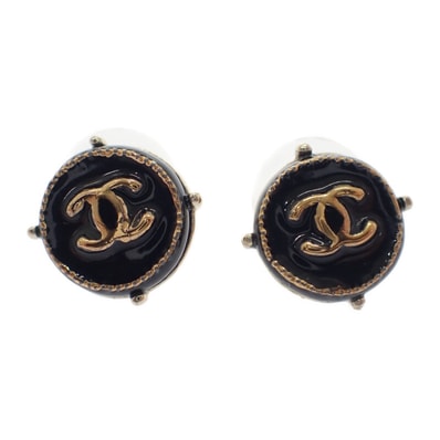 シャネル CHANEL ココマーク ピアス メタル ブラック ゴールド金具 レディース ユニセックス【中古】【ABランク】