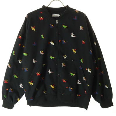 graniph グラニフ 恐竜柄 長袖 MA-1 ブルゾン S ブラック