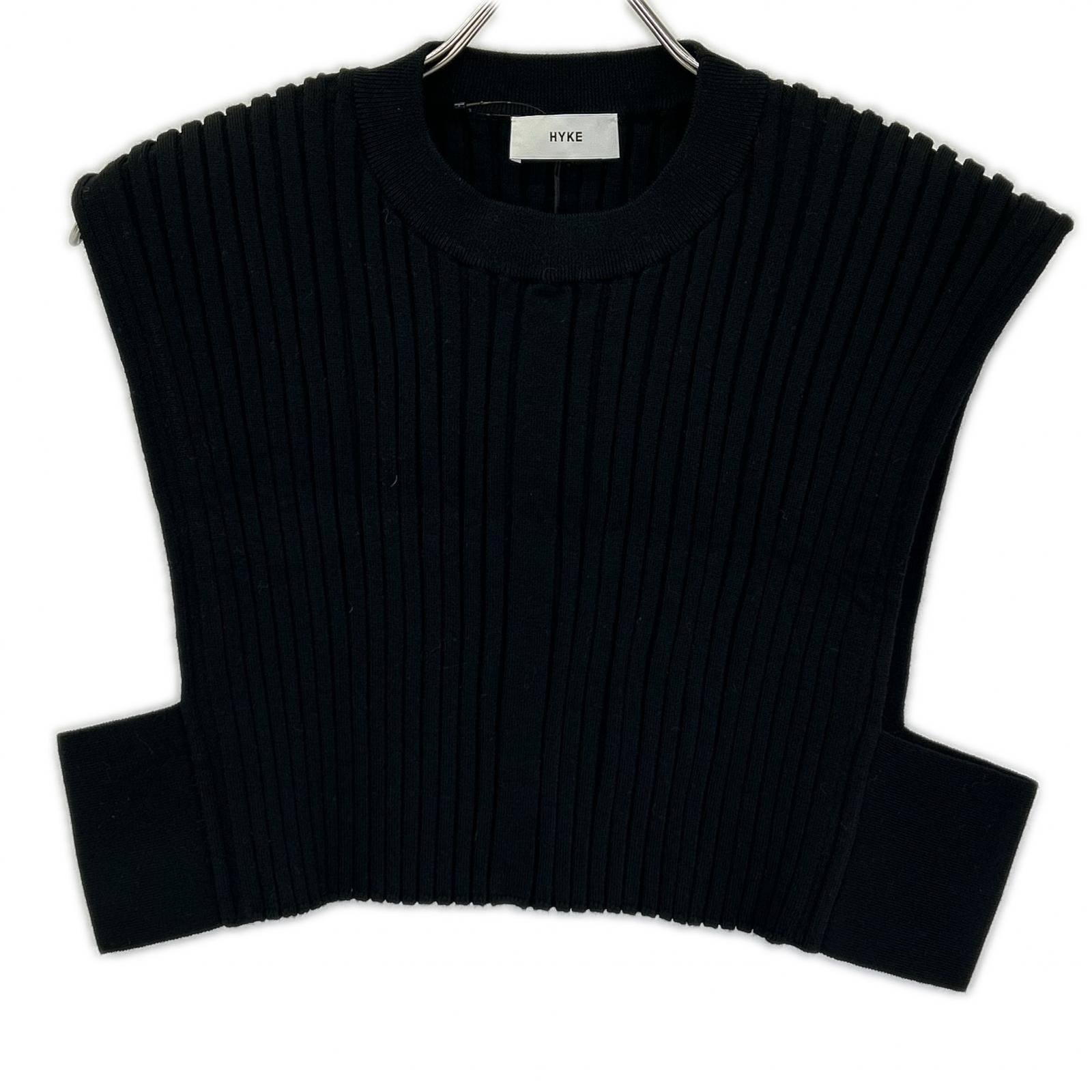 ハイク 232-11338 23AW ブラック WIDE RIBBED CROPPED VEST リブクロップドニットベスト F