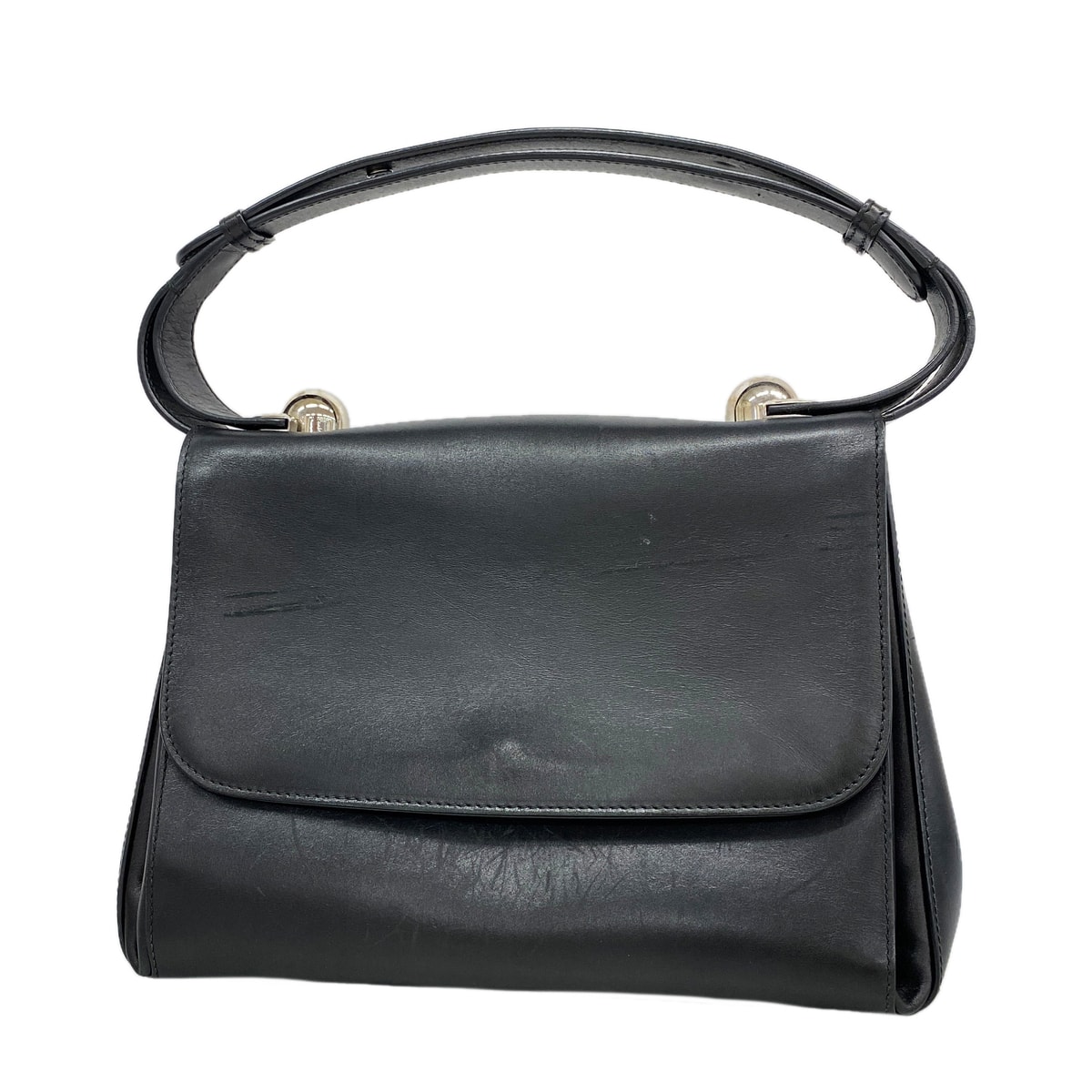 ★SALE【6id6309】サルヴァトーレフェラガモ ハンドバッグ レザー ブラック シルバー金具【中古】レディース