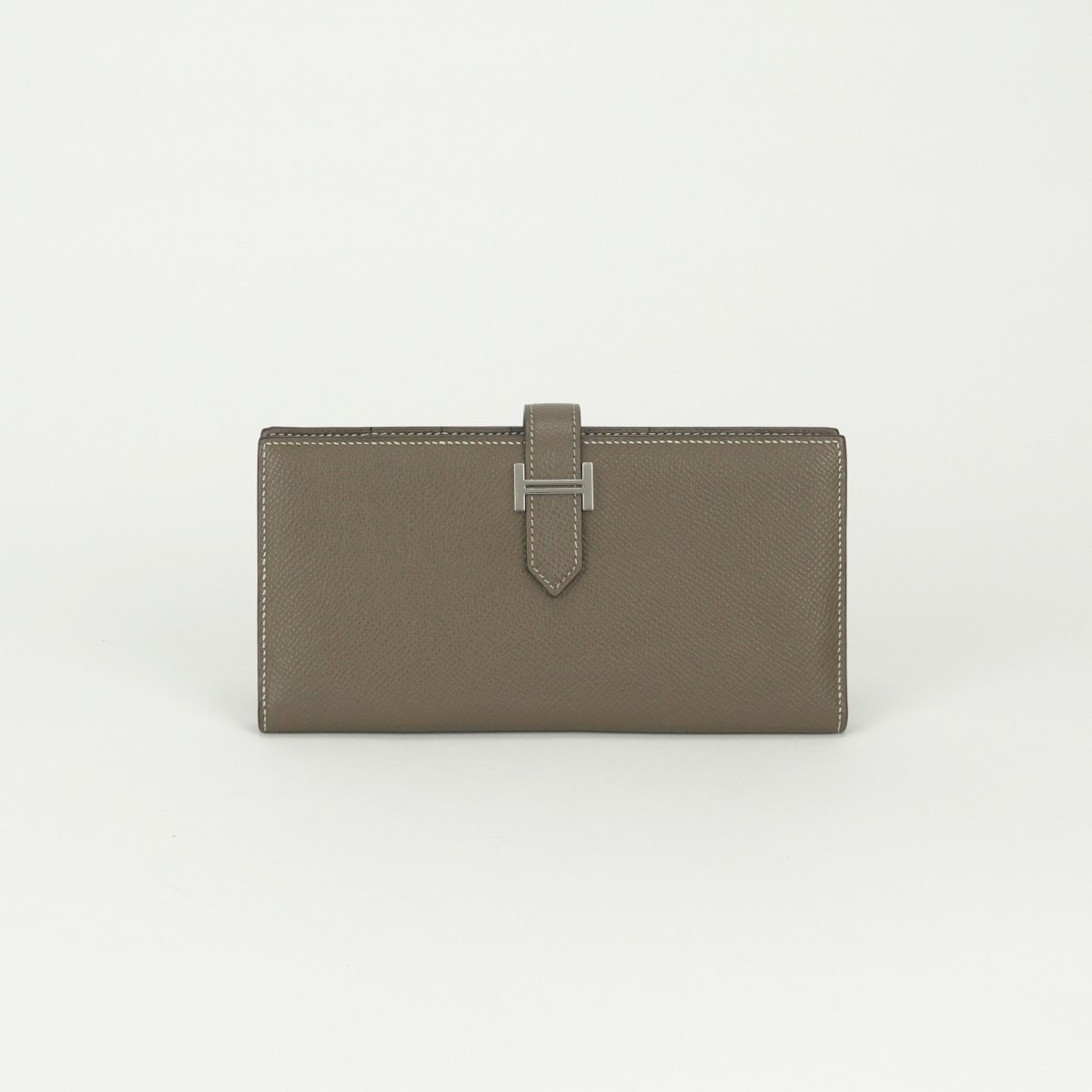 エルメス HERMES ベアンスフレ ベアン スフレ 財布 長財布 ロングウォレット エプソン エトゥープ Etoupe グレー Gray シルバー金具 ヴォーエプソン