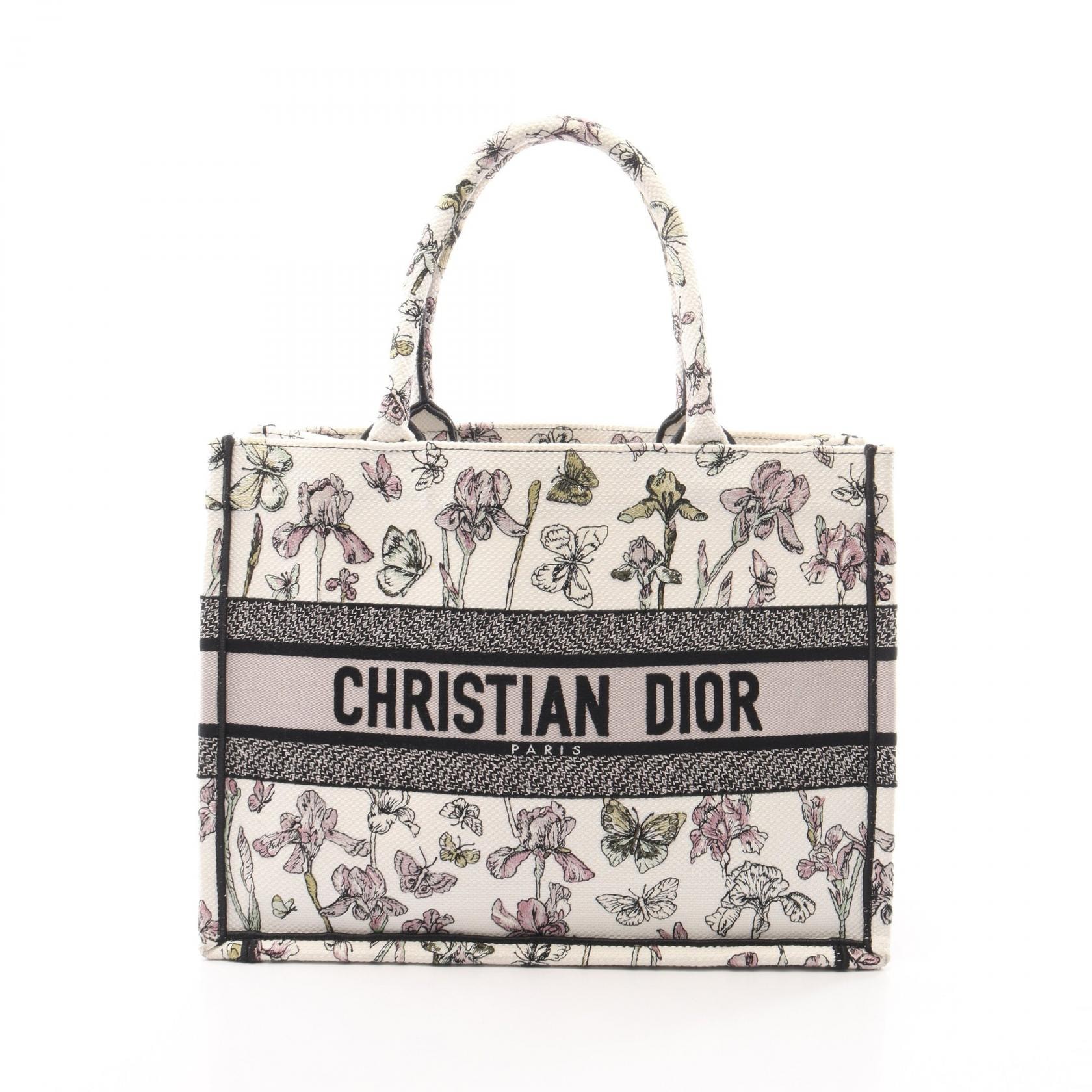 ディオール Dior BOOK TOTE ブックトート ミディアム トートバッグ バッグ キャンバス レディース ホワイト系 / ブラック系 / マルチカラー 【中古】