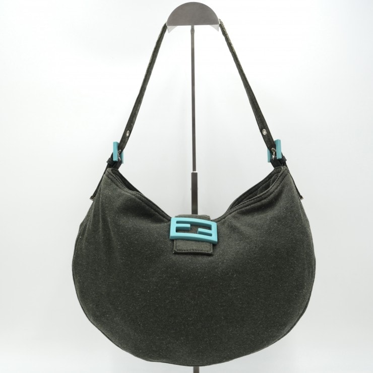 FENDI(フェンディ)マンマバケット ヴィンテージ ショルダーバッグ ワンショルダーバッグ カーキ系 キャンバス FFバックル レディース 【中古】