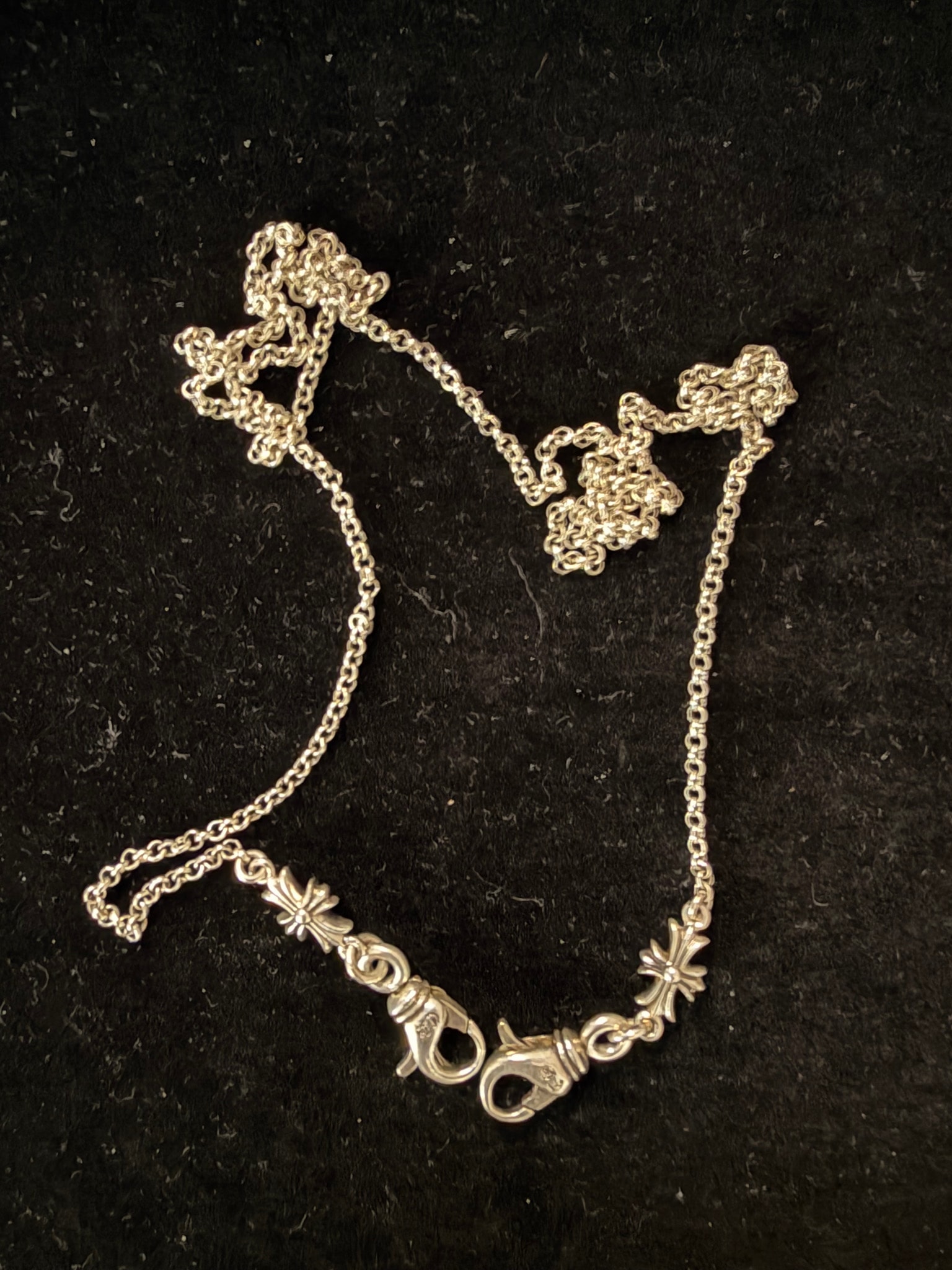 Chrome Hearts Necklace Multipurpose Roll Chain 30 inch 2 Lobster Clips Tiny E CH Plus "Silver"