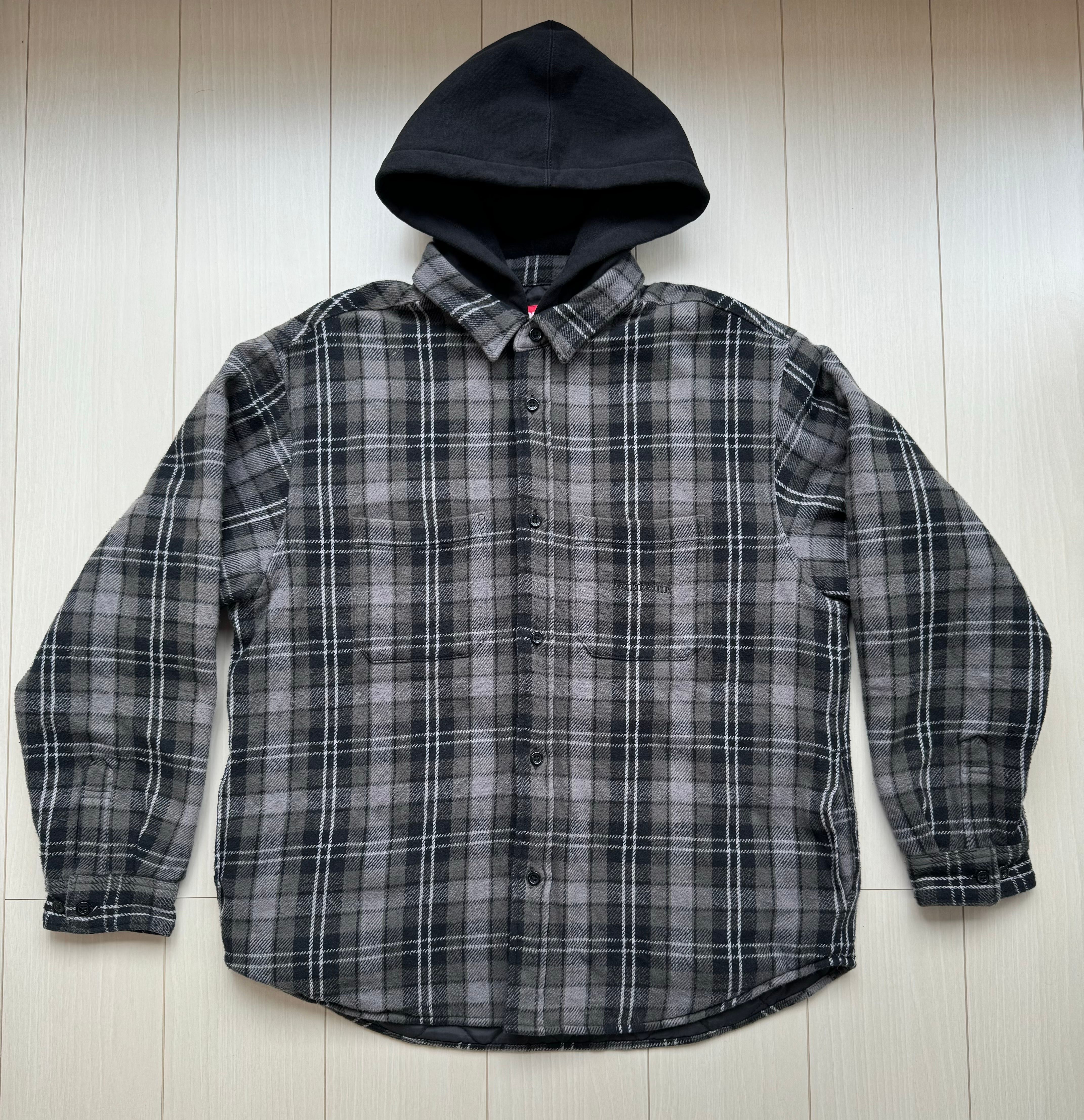 Supreme Tartan Flannel Hooded Shirt "Black"