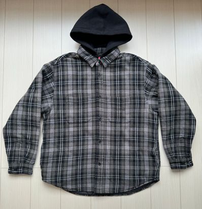 Supreme Tartan Flannel Hooded Shirt "Black"