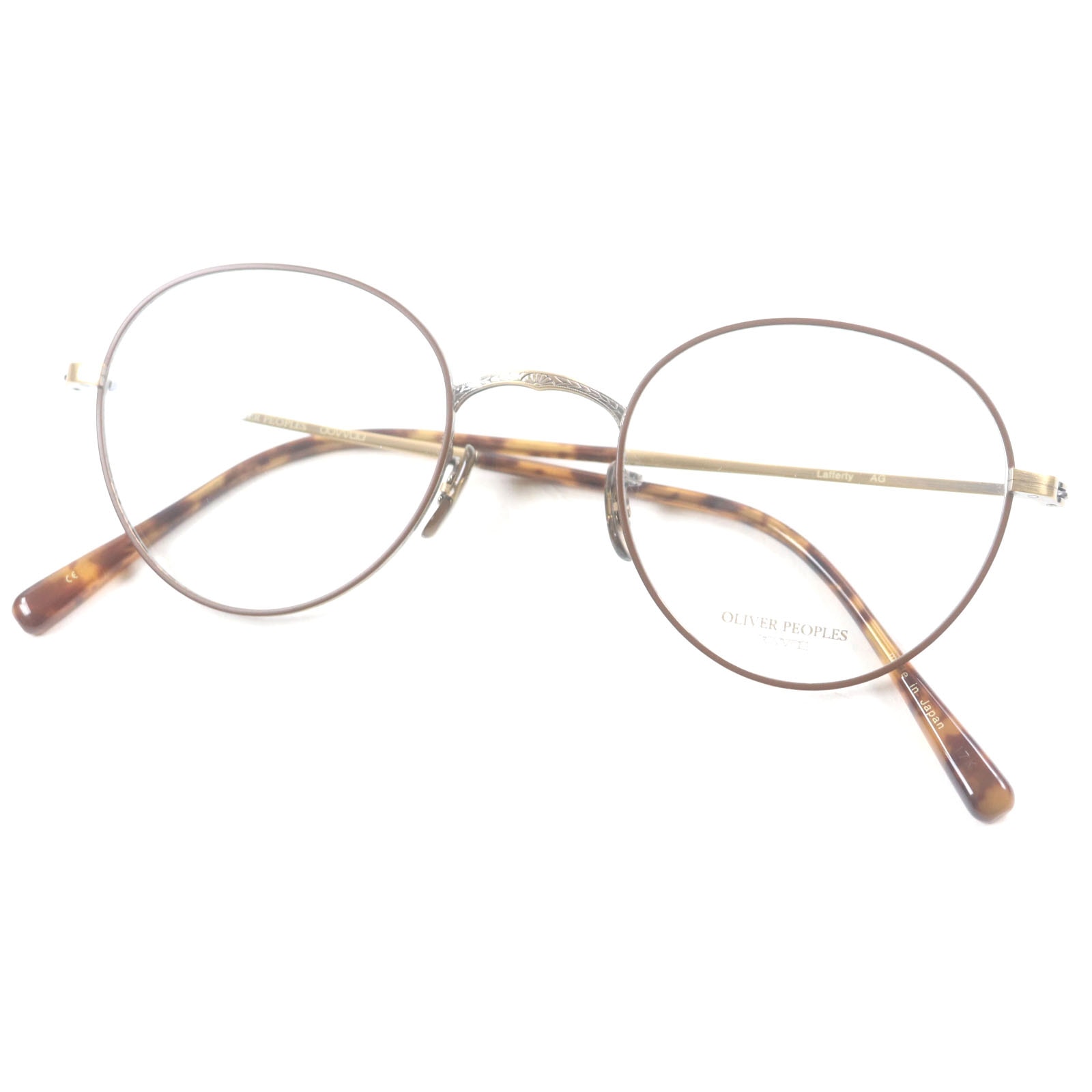 未使用品 オリバーピープルズ
 メガネ Lafferty AG アンティークゴールド クリアブラウン メンズ 48□22-145