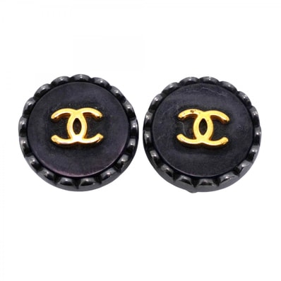 【6jdb0520】シャネル イヤリング ヴィンテージ ココマーク メタル ゴールド ブラック【中古】レディース