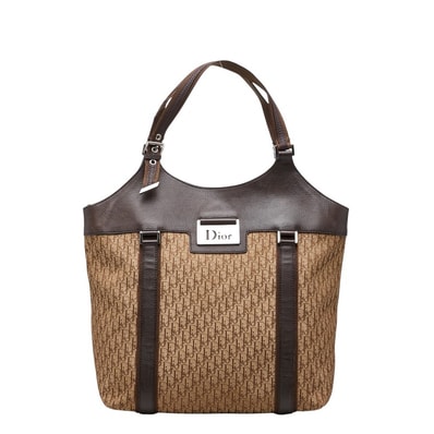 ディオール トロッター ストリートシック トートバッグ ハンドバッグ ベージュ ブラウン レザー キャンバス レディース Dior 【中古】
