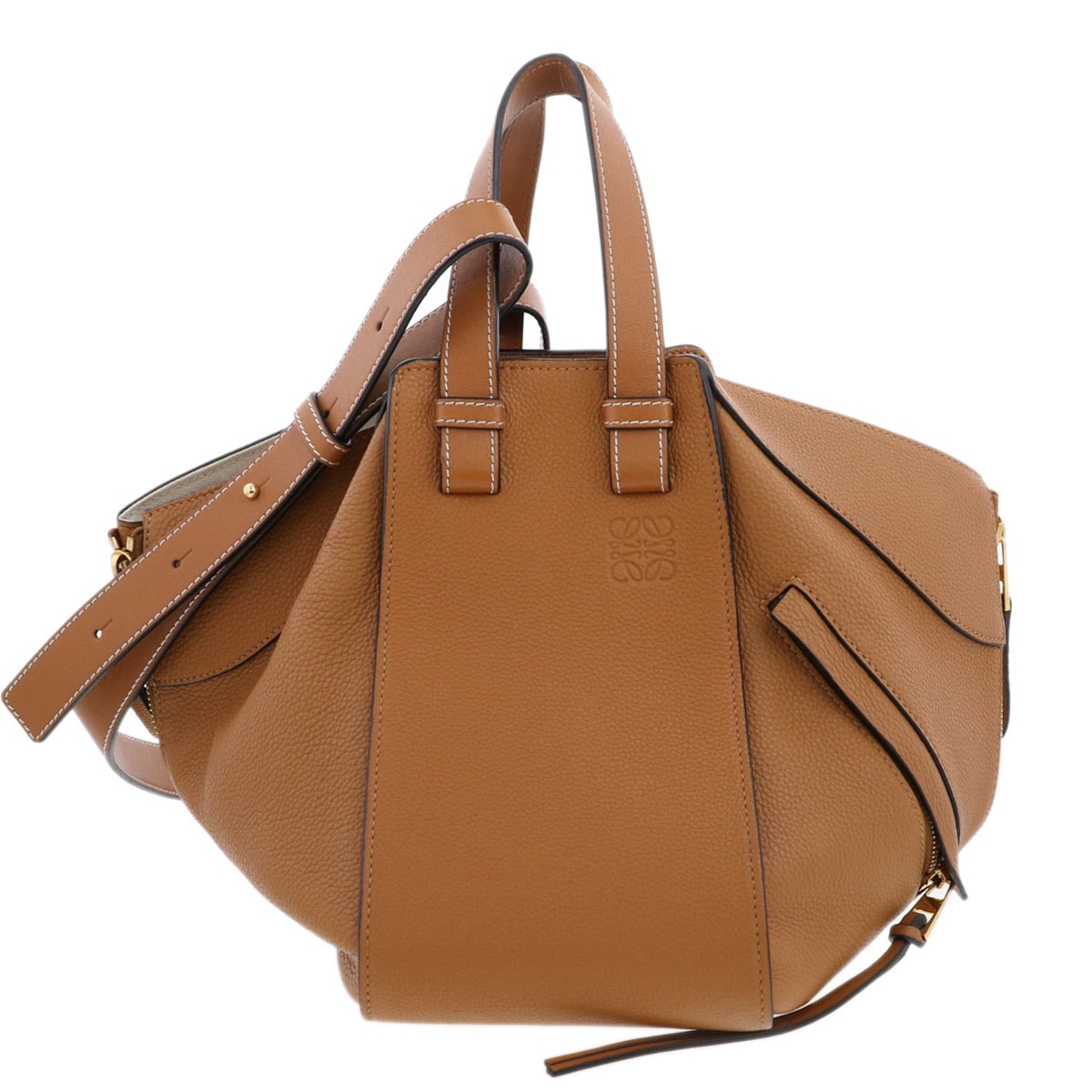 【値下げ】 LOEWE ロエベ ハンモック スモール バッグ ハンドバッグ 387.12 レザー ブラウン レディース【中古】