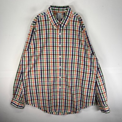 古着 ブルックスブラザーズ Brooks Brothers 長袖シャツ ボタンダウン 胸ポケット XL ホワイト系 チェック メンズ