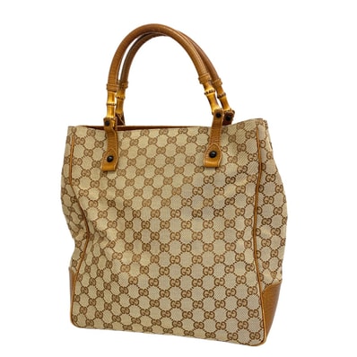 【6dd5007】グッチ トートバッグ GGキャンバス 112530 キャンバス ブラウン ゴールド金具【中古】レディース