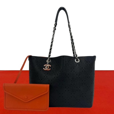 CHANEL シャネル パンチング キャビアスキン トートバッグ ブラック
22568