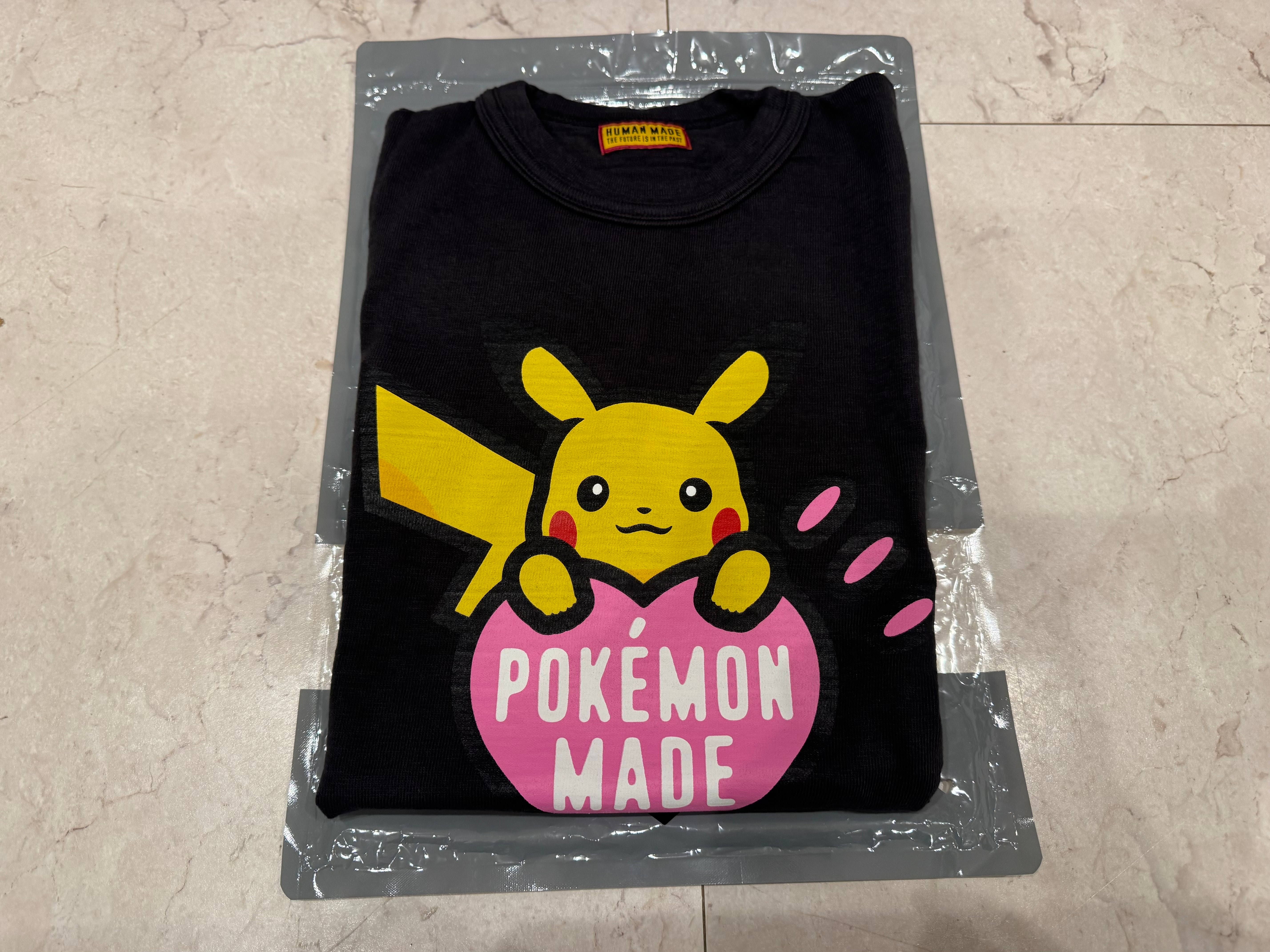 ヒューマンメイド x ポケモン メイド グラフィック Tシャツ (ピカチュウ) 原宿 "ブラック"